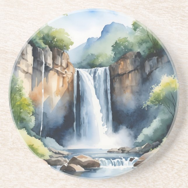 Porta-copos Watercolor painted waterfall (Frente)