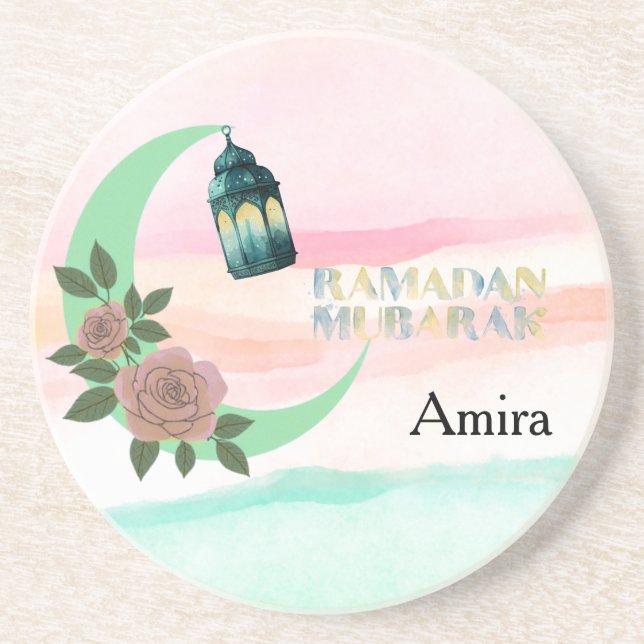 Porta-copos Watercolor Ramadan – Crescent Moon  (Frente)