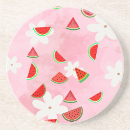 Porta-copos Watermelon Bloom - Padrão Floral de Verão Divertid