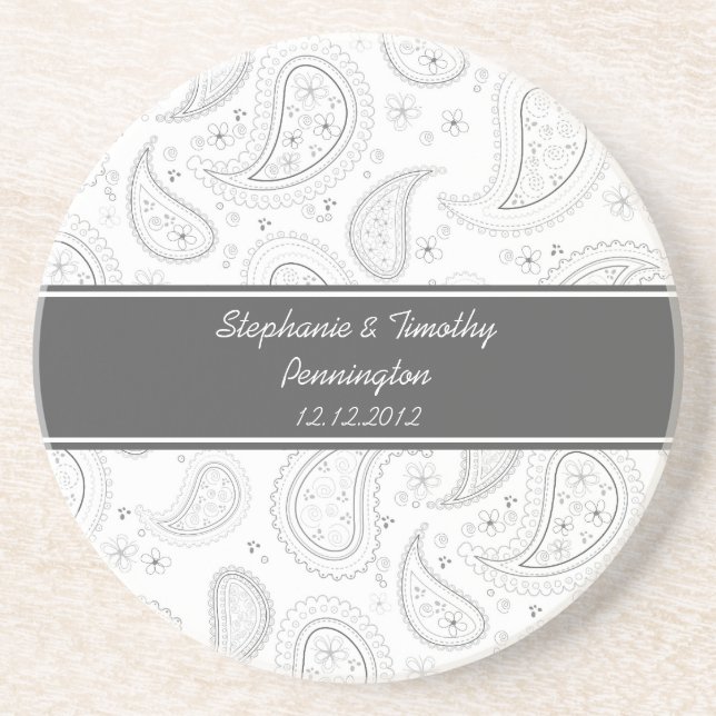 Porta copos wedding personalizada de paisley do (Frente)