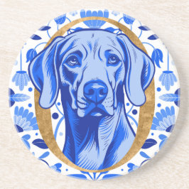 Porta-copos Weimaraner espiando através da letra "O" em Ouro