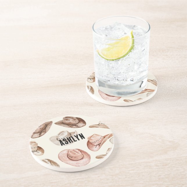 Porta-copos Western Cowgirl Pink Brown Hats (Lateral)