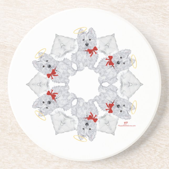 Porta-copos Westie Angel Snowflake (Frente)