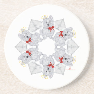 Porta-copos Westie Anjo Floco de Neve