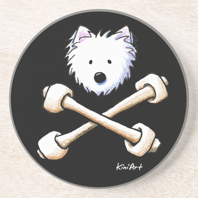 Porta copos Westie & Crossbones (Frente)