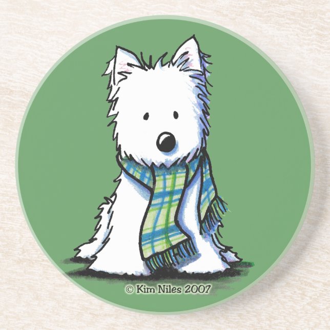 Porta copos Westie de inverno (Frente)