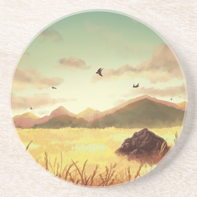 Porta-copos Wheat fields at sunrise (Frente)