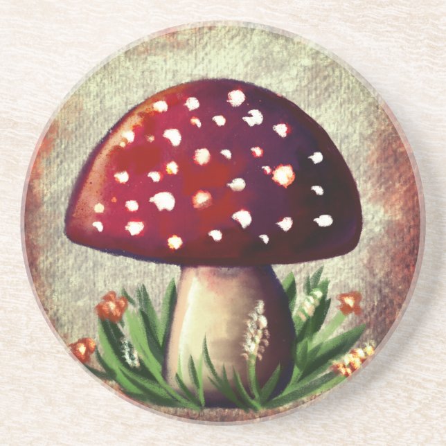 Porta-copos Whimsical Mushroom & Fungi Motif – Nature-Inspired (Frente)