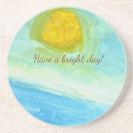 Porta-copos Whimsical Sun Watercolor "Have a Bright Day"