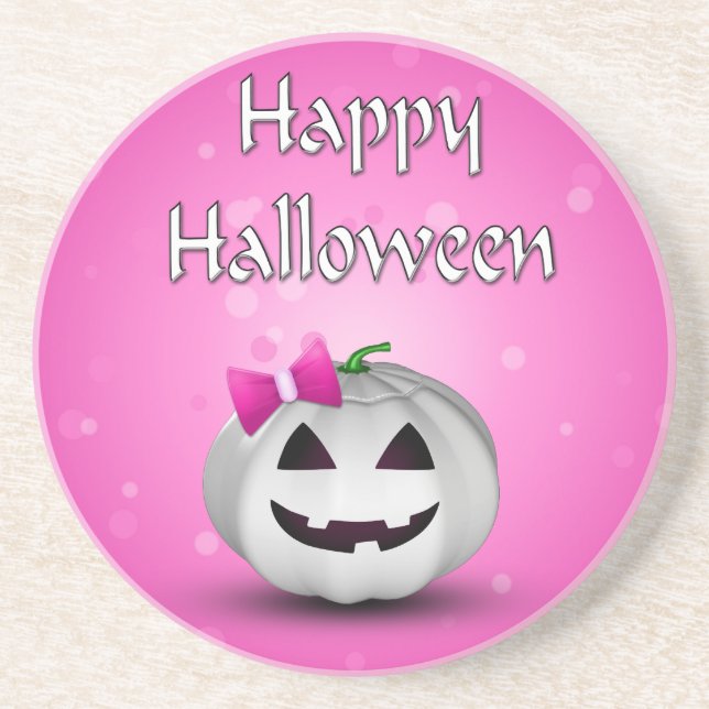 Porta-copos White Pumpkin Pink Girly Halloween (Frente)