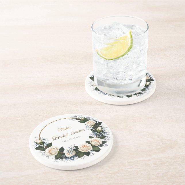 Porta-copos White Roses & Blue Baby’s Breath  (Lateral)