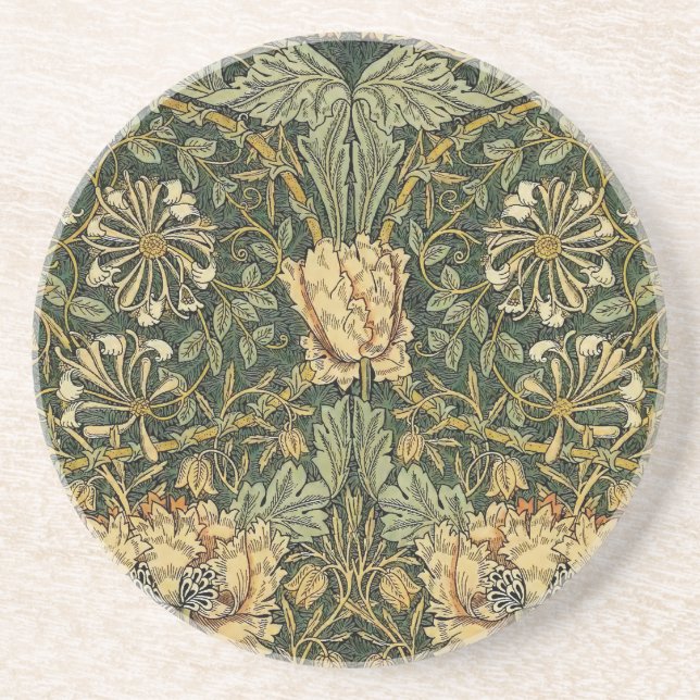 Porta-copos William Morris Honeysuckle Green Floral (Frente)
