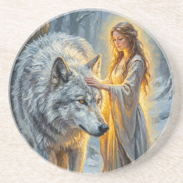 Porta-copos Winter Goddess & White Wolf (Frente)