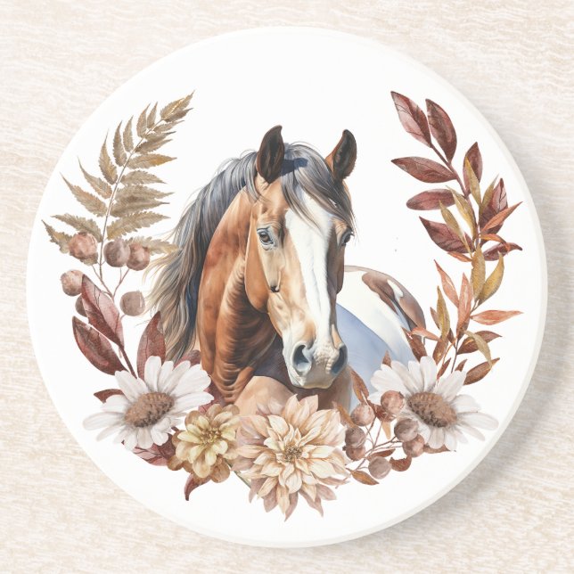 Porta-copos Wreath de outono do Bay Paint Horse (Frente)