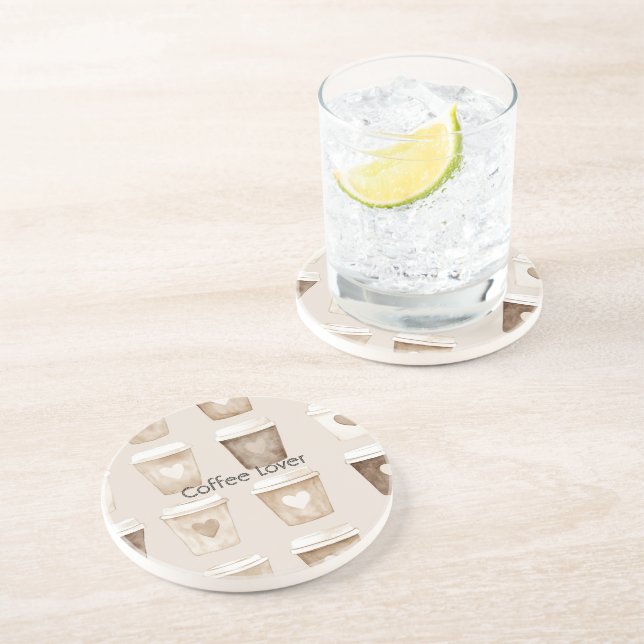 Porta-copos Xícaras de Café com Coração de Creme (Lateral)