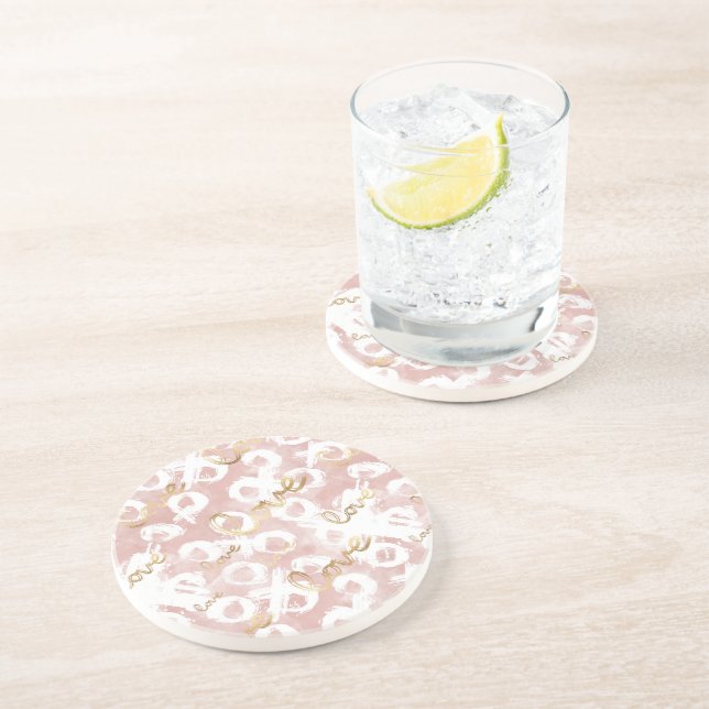 Porta-copos XO de Amor Dourado Rosa (Lateral)