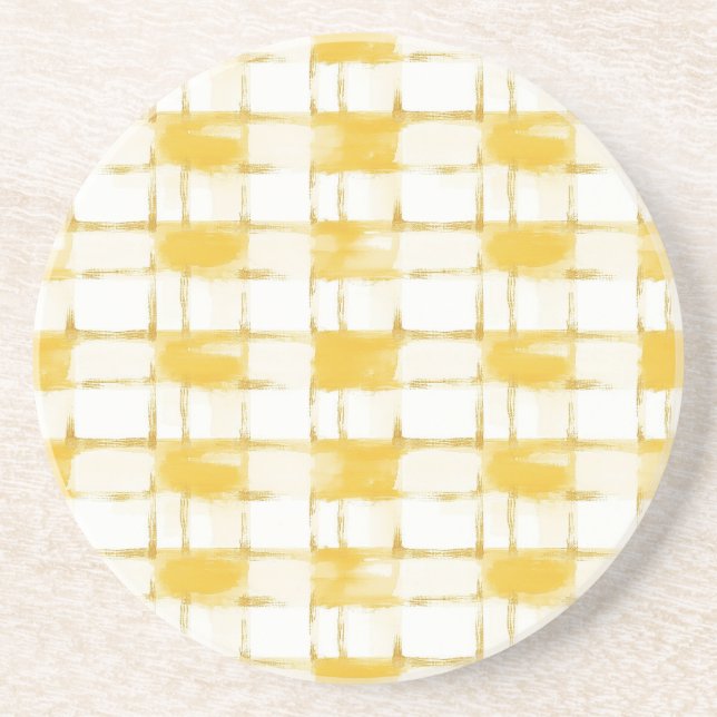 Porta-copos Yellow Gold White Plaid Stripes (Frente)