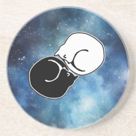 Porta-copos Yin Yang Black and White Cats Kittens Enrolados