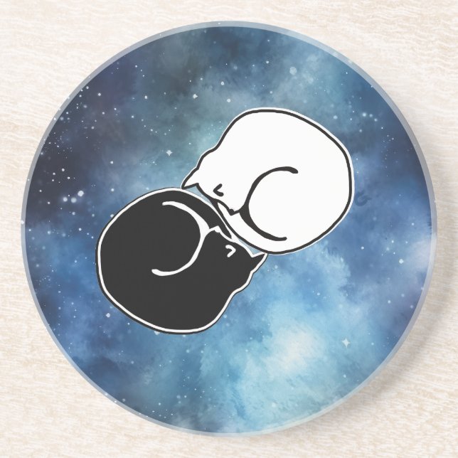 Porta-copos Yin Yang Black and White Cats Kittens Enrolados (Frente)