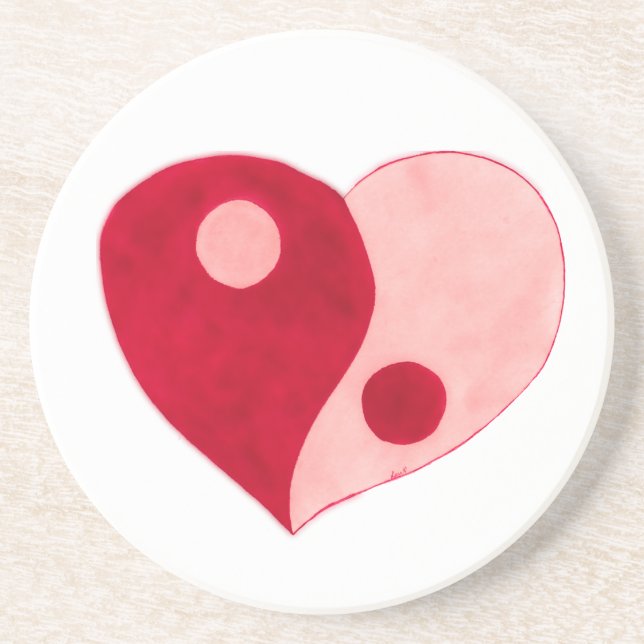 Porta-copos Yin Yang Heart (Vermelho/Rosa) (Frente)