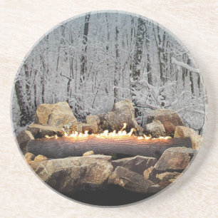 Porta-copos Yule Log em uma Floresta de Neve