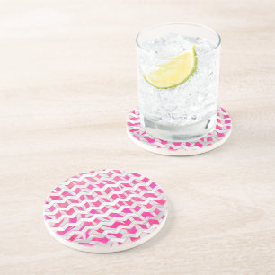 Porta-copos Zebra Chevron Branca e Rosa Quente