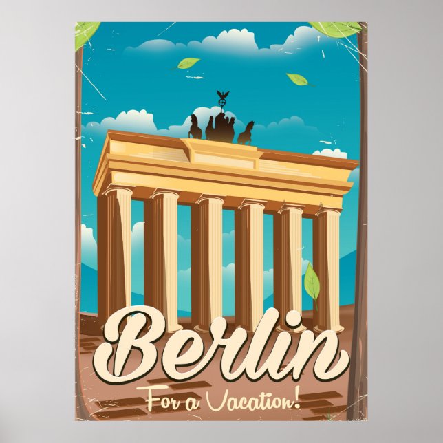 Porta de Brandenburgo, poster de viagens de desenh (Frente)
