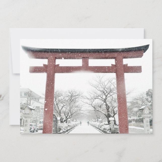 Porta de Torii Japonês no Convite de Inverno (Frente)