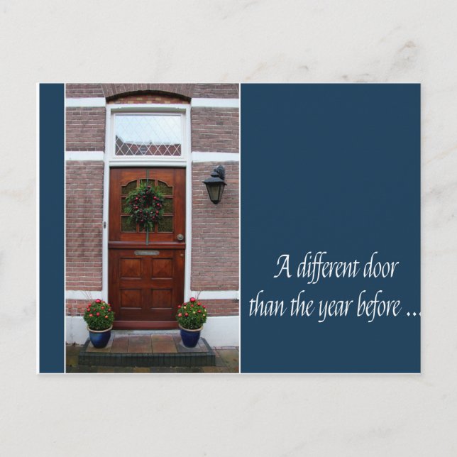 Porta diferente - coroa de Natal novo cartão de en (Frente)