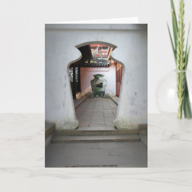 Porta do Jardim Yu - Xangai, China - Cartão Saudáv (Frente)