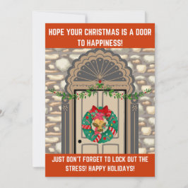 Porta festiva com coroa: Cartões de natal quentes