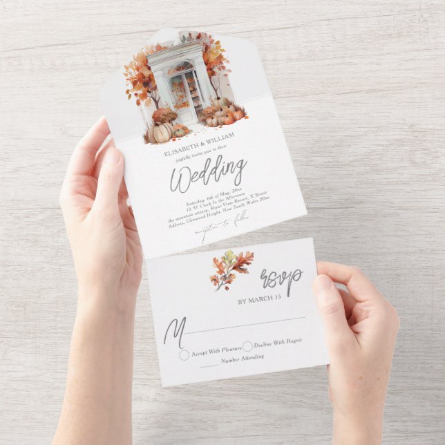 Porta Frente De Casamento De Outono Rsvp (Aba destacável)
