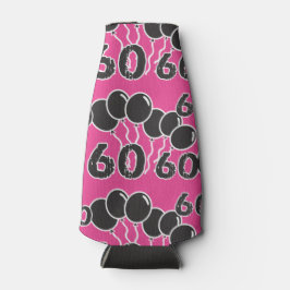 Porta-garrafa 60º PINK DE Aniversário PRETO