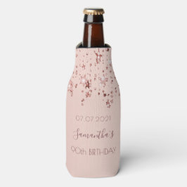 Porta-garrafa 90 festa de aniversário rosa gold blush name
