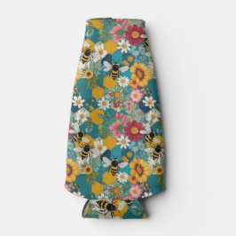 Porta-garrafa Abejas y Florales Patrón de Abeja Flor