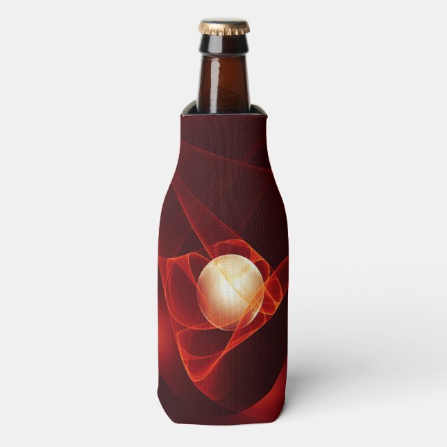 Porta-garrafa Abstrato Modern Red Cream Fantasy Arte Fractal (Frente da Garrafa)