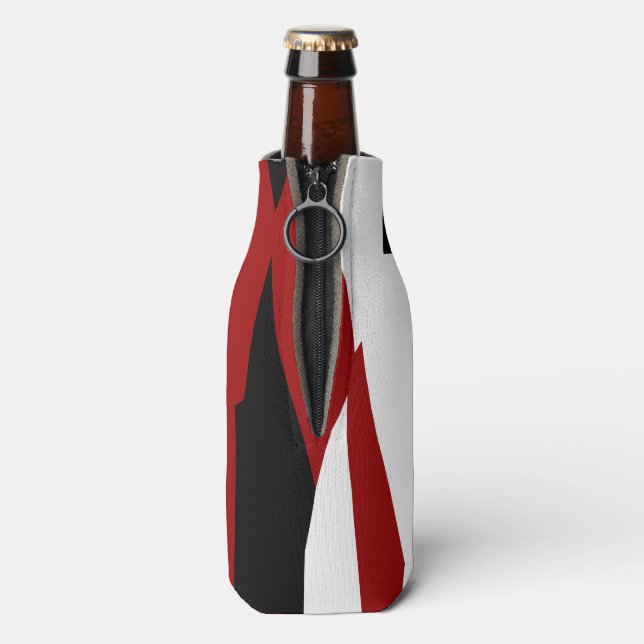 Porta-garrafa Abstrato preto e branco vermelho (traseira da garrafa)