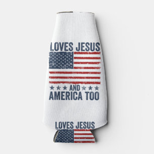 Porta-garrafa Ama Jesus e América a Deus, cristão 4º de J