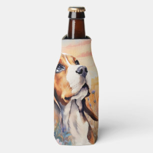 Porta-garrafa Amante de Cães Beagle com Prado de Flores Silvestr