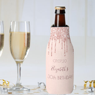 Porta-garrafa aniversário de 30 anos 30 rosa dourado gota- gota