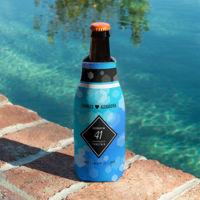 Porta-garrafa Aniversário de Casamento de Topaz Azul Elegante 41 (Piscina in situ)