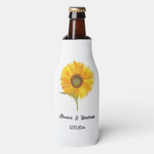 Porta-garrafa Aquarela girassol amarelo floral natureza Casament