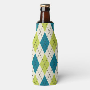 Porta-garrafa Argyle azul e verde