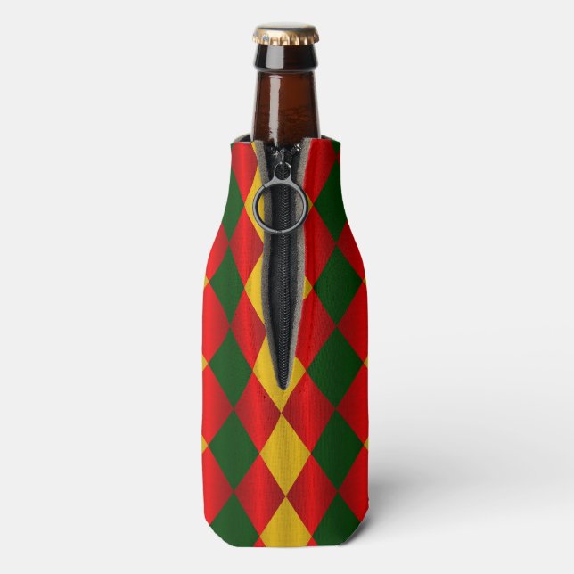 Porta-garrafa Arlequin-Red-Green-Dourado-BOTTLE (traseira da garrafa)