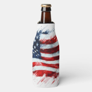 Porta-garrafa Arte de Design de Pincelada de Bandeira Americana
