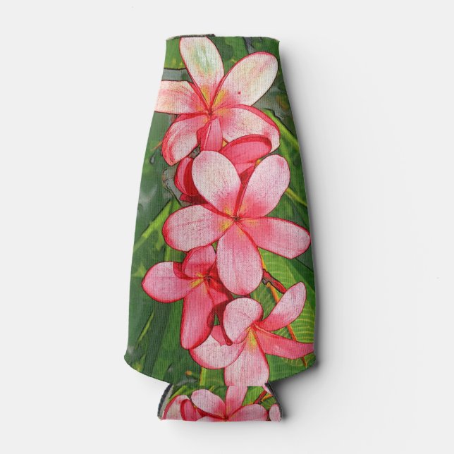Porta-garrafa Arte de Frangipani Tropical Rosa (Frente)
