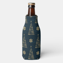 PORTA-GARRAFA ÁRVORES E ESTRELAS DE NATAL AZUL E DOURADO