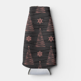 PORTA-GARRAFA ÁRVORES E ESTRELAS DE NATAL PRETO E PINCO