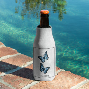 Porta-garrafa Azul Borboleta Floral Personalizada Fresco