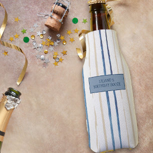 Porta-garrafa Azul costeiro e areia riscada personalizada